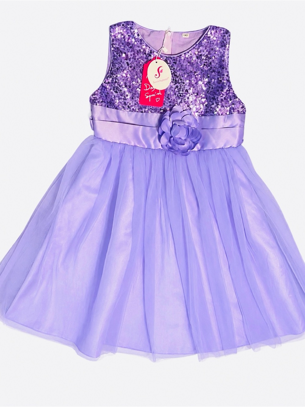 JerrisApparel Girls Purple Sequin Tulle Party Dress Size 140 (8/10 ) NWT